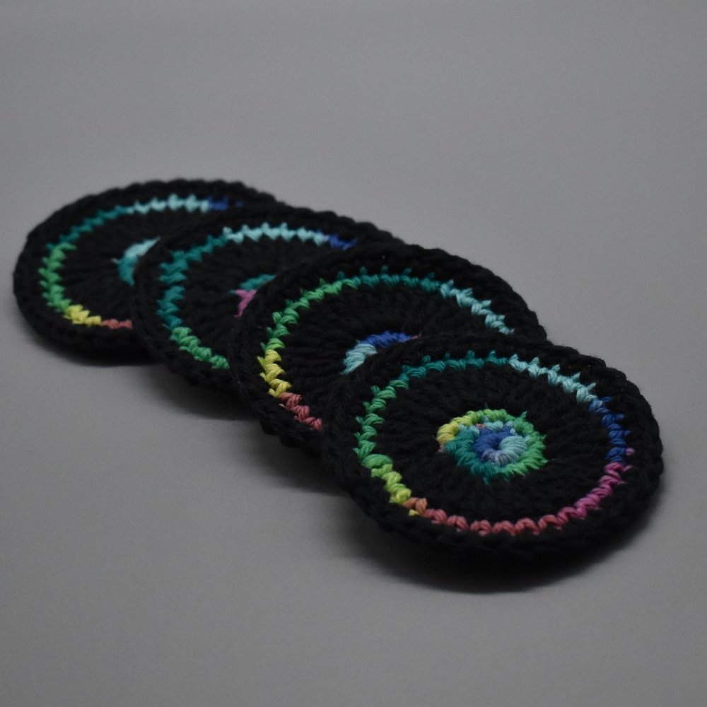 Hand Crafted Crochet Coasters set of four